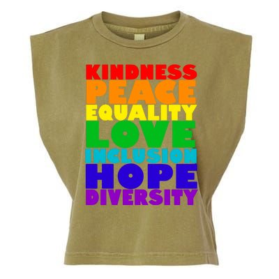 Kindness Peace Equality Love Inclusion Hope Diversity Garment-Dyed Women's Muscle Tee