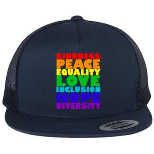 Kindness Peace Equality Love Inclusion Hope Diversity Flat Bill Trucker Hat