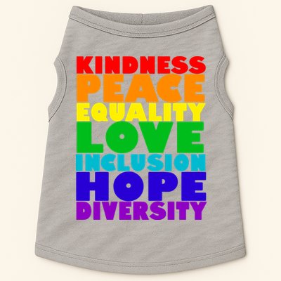 Kindness Peace Equality Love Inclusion Hope Diversity Doggie Tank