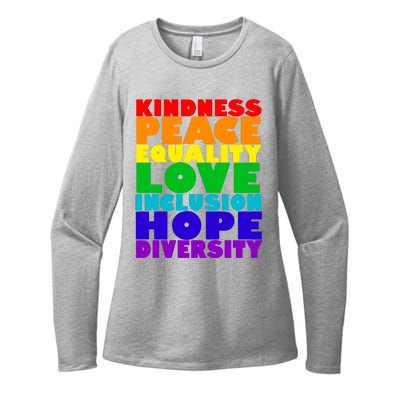 Kindness Peace Equality Love Inclusion Hope Diversity Womens CVC Long Sleeve Shirt