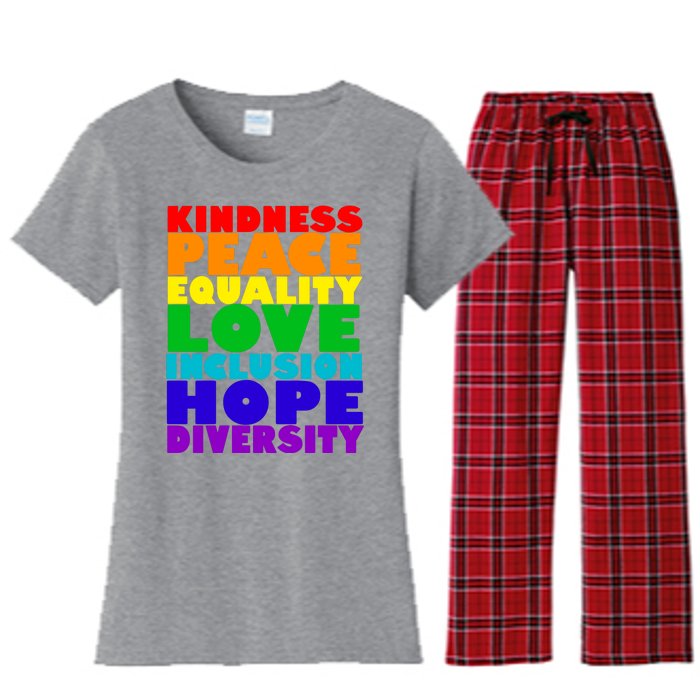 Kindness Peace Equality Love Inclusion Hope Diversity Women's Flannel Pajama Set