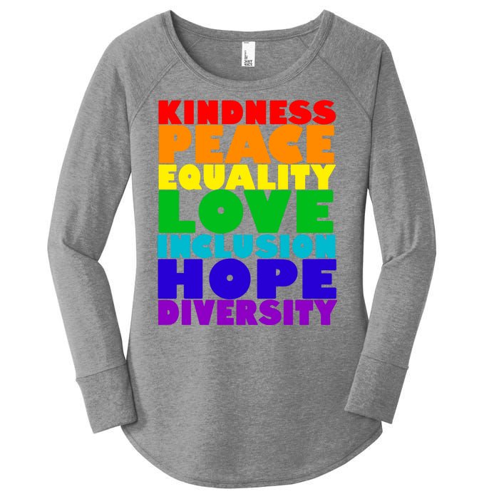 Kindness Peace Equality Love Inclusion Hope Diversity Women's Perfect Tri Tunic Long Sleeve Shirt