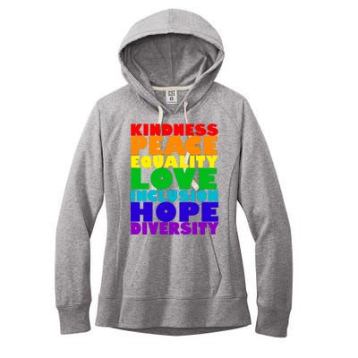 Kindness Peace Equality Love Inclusion Hope Diversity Women's Fleece Hoodie