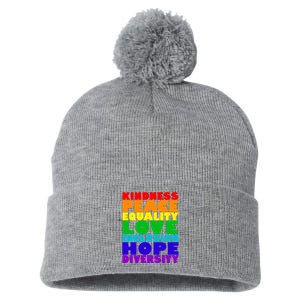 Kindness Peace Equality Love Inclusion Hope Diversity Pom Pom 12in Knit Beanie