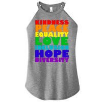 Kindness Peace Equality Love Inclusion Hope Diversity Women's Perfect Tri Rocker Tank