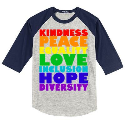 Kindness Peace Equality Love Inclusion Hope Diversity Kids Colorblock Raglan Jersey