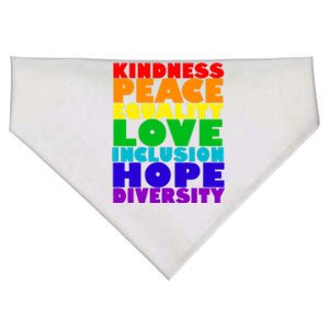 Kindness Peace Equality Love Inclusion Hope Diversity USA-Made Doggie Bandana