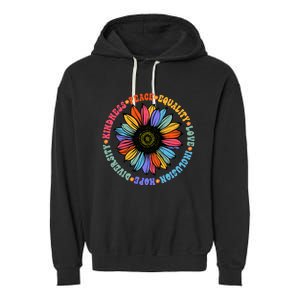 Kindness Peace Equality Love Hope Diversity Human Rights Garment-Dyed Fleece Hoodie