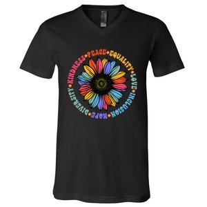 Kindness Peace Equality Love Hope Diversity Human Rights V-Neck T-Shirt