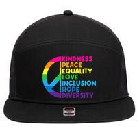 Kindness Peace Equality Love Inclusion Hope Diversity 7 Panel Mesh Trucker Snapback Hat