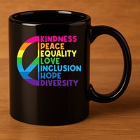 Kindness Peace Equality Love Inclusion Hope Diversity 11oz C Handle Ceramic Mug