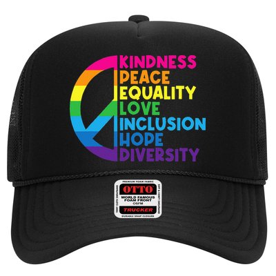 Kindness Peace Equality Love Inclusion Hope Diversity Trucker Hat