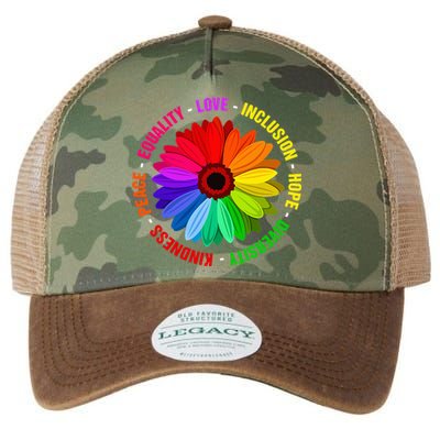 Kindness Peace Equality Love Inclusion Hope Diversity Legacy Tie Dye Trucker Hat