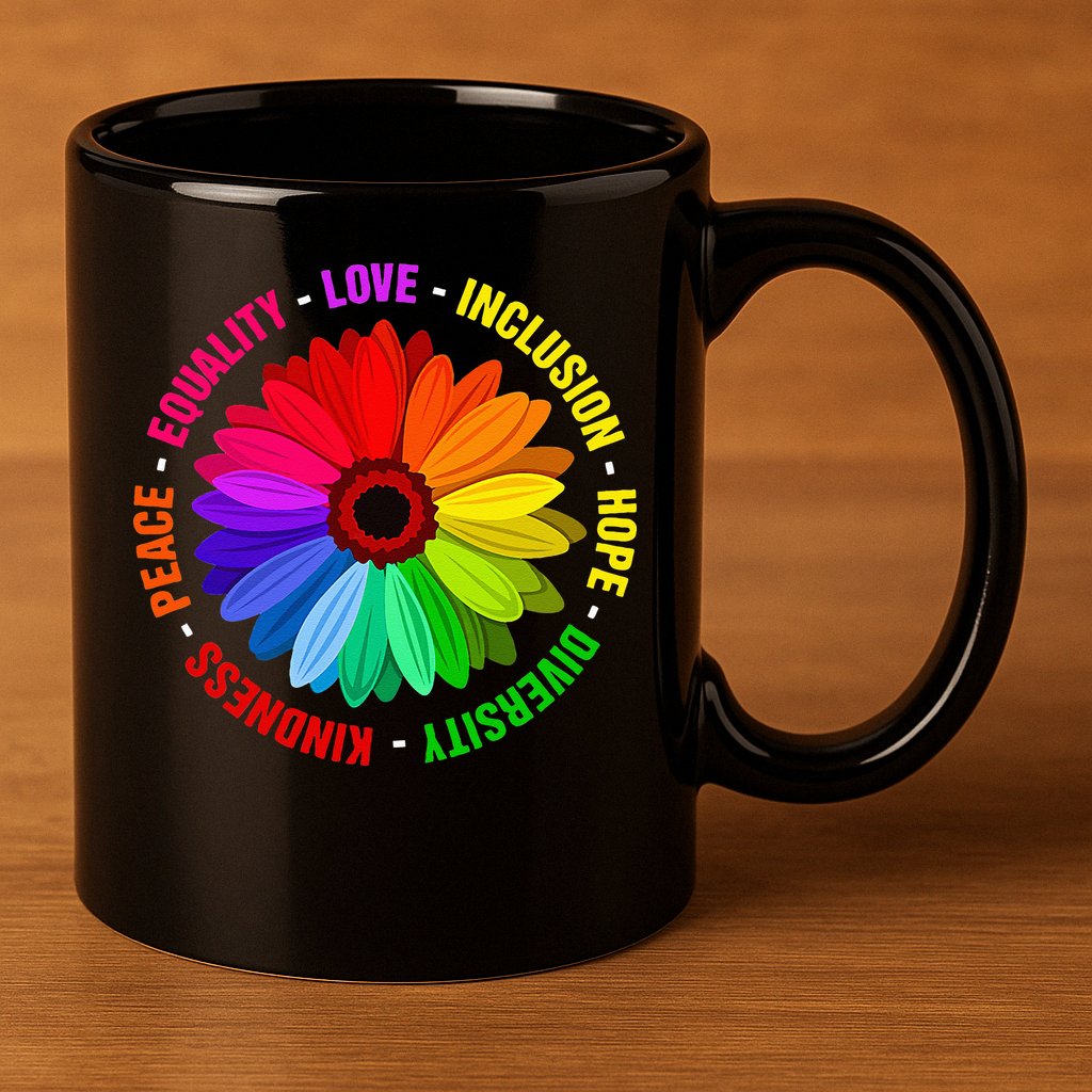 Kindness Peace Equality Love Inclusion Hope Diversity 11oz C Handle Ceramic Mug
