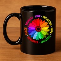 Kindness Peace Equality Love Inclusion Hope Diversity 11oz C Handle Ceramic Mug