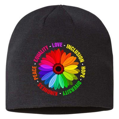 Kindness Peace Equality Love Inclusion Hope Diversity Sustainable Beanie