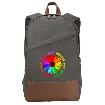 Kindness Peace Equality Love Inclusion Hope Diversity Cotton Canvas Backpack