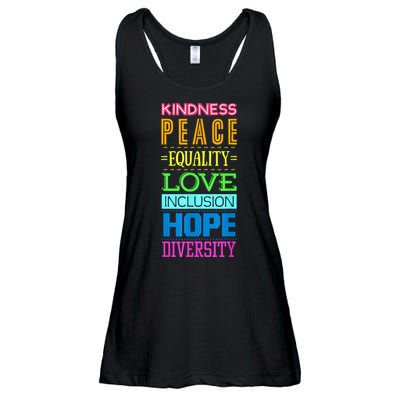 Kindness Peace Equality Love Inclusion Hope Diversity Ladies Essential Flowy Tank