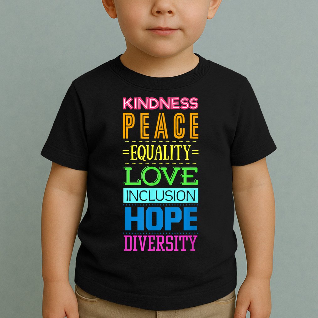 Kindness Peace Equality Love Inclusion Hope Diversity Toddler T-Shirt