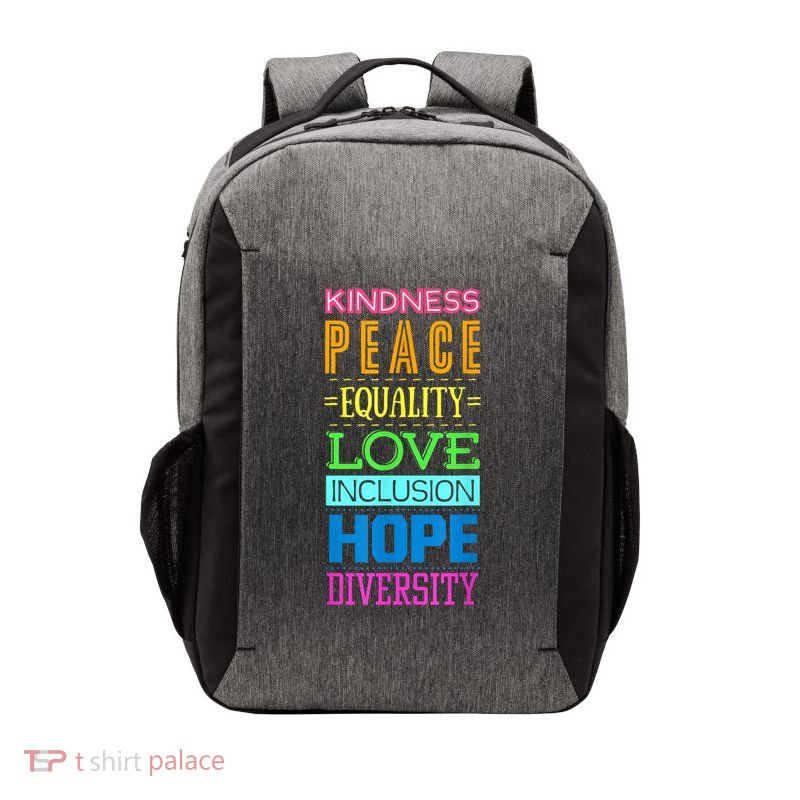 Kindness Peace Equality Love Inclusion Hope Diversity Vector Backpack