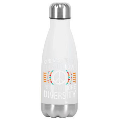 Kindness Peace Equality Love Inclusion Hope Diversity Meaningful Gift Stainless Steel Insulated Water Bottle