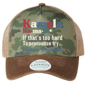 Kamala Pronunciation Funny Presidential Election 2024 Legacy Tie Dye Trucker Hat