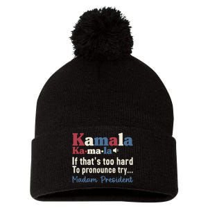 Kamala Pronunciation Funny Presidential Election 2024 Pom Pom 12in Knit Beanie