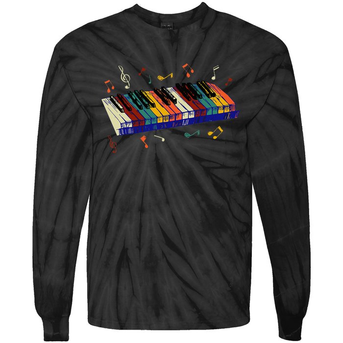 Keyboard Piano Funny Pianist Classical Music Lover Graphic Tie-Dye Long Sleeve Shirt