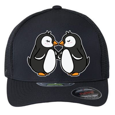 Kissing Penguins Funny Gift Valentines Day Matching Couples Gift Flexfit Unipanel Trucker Cap