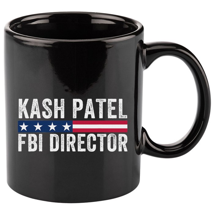 Kash Patel Fbi Director Patriotic American Flag 11oz C Handle Ceramic Mug