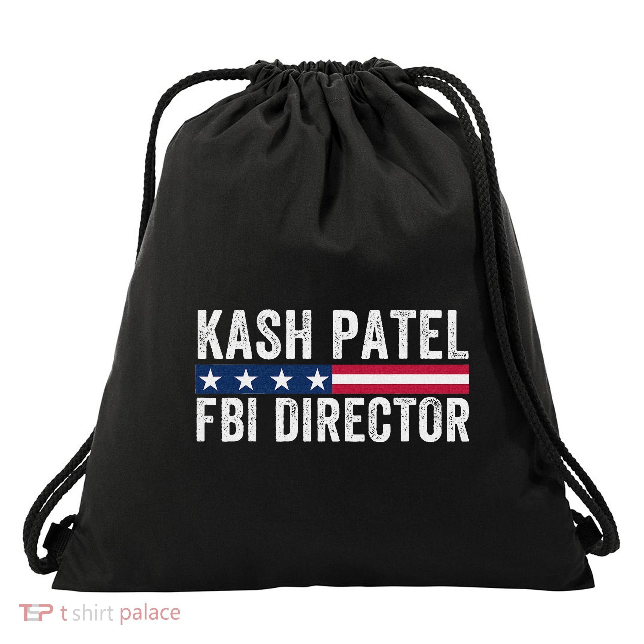 Kash Patel Fbi Director Patriotic American Flag Drawstring Bag