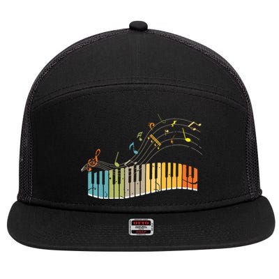 Keyboard Pianist Funny Musician Piano Art Music 7 Panel Mesh Trucker Snapback Hat