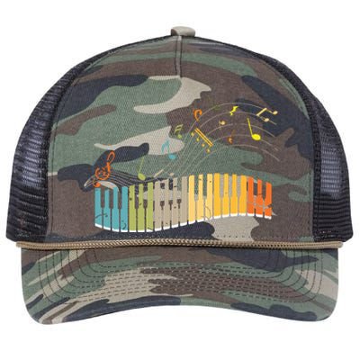 Keyboard Pianist Funny Musician Piano Art Music Retro Rope Trucker Hat Cap