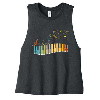 Keyboard Pianist Funny Musician Piano Art Music Women's Racerback Cropped Tank