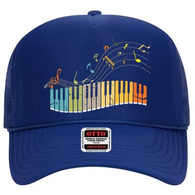 Keyboard Pianist Funny Musician Piano Art Music High Crown Mesh Back Trucker Hat