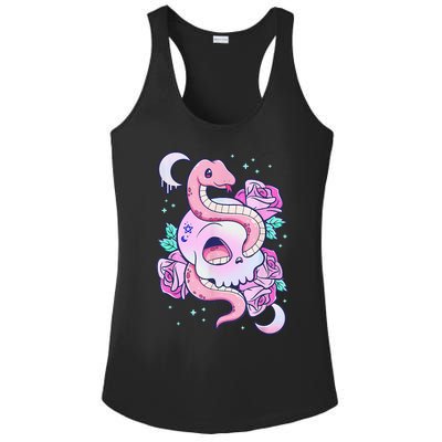 Kawaii Pastel Goth Cute Creepy Skull Serpent Snake Roses Ladies PosiCharge Competitor Racerback Tank