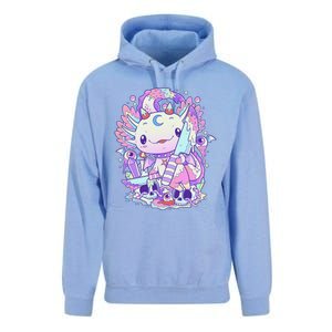 Kawaii Pastel Goth Cute and Creepy Axolotl Knife Unisex Surf Hoodie