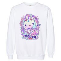 Kawaii Pastel Goth Cute and Creepy Axolotl Knife Garment-Dyed Sweatshirt