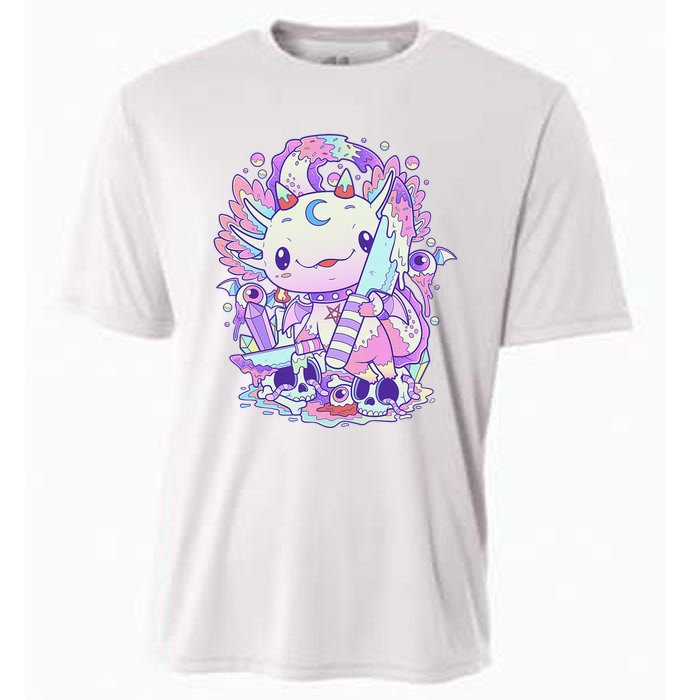 Kawaii Pastel Goth Cute and Creepy Axolotl Knife Cooling Performance Crew T-Shirt