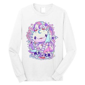 Kawaii Pastel Goth Cute and Creepy Axolotl Knife Long Sleeve Shirt