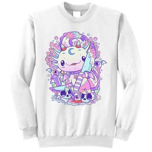 Kawaii Pastel Goth Cute and Creepy Axolotl Knife Sweatshirt