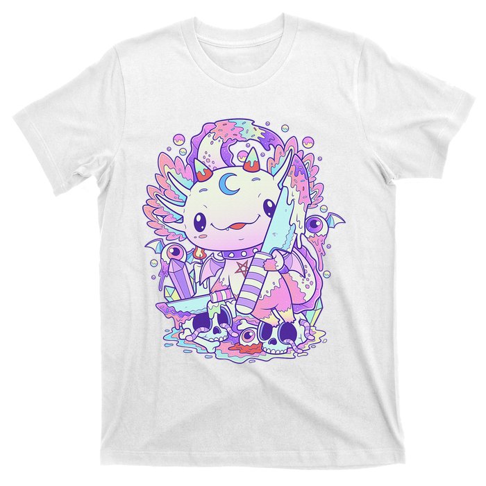 Kawaii Pastel Goth Cute and Creepy Axolotl Knife T-Shirt