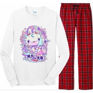 Kawaii Pastel Goth Cute and Creepy Axolotl Knife Long Sleeve Pajama Set