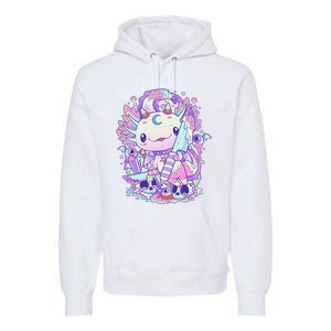 Kawaii Pastel Goth Cute and Creepy Axolotl Knife Premium Hoodie