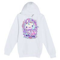 Kawaii Pastel Goth Cute and Creepy Axolotl Knife Premium Pullover Hoodie