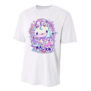 Kawaii Pastel Goth Cute and Creepy Axolotl Knife Performance Sprint T-Shirt