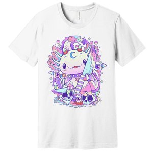 Kawaii Pastel Goth Cute and Creepy Axolotl Knife Premium T-Shirt