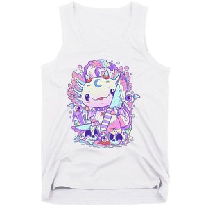 Kawaii Pastel Goth Cute and Creepy Axolotl Knife Tank Top