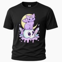 Kawaii Pastel Goth Cute Scary Witchy Cat And Skull Cooling Performance Crew T-Shirt
