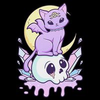 Kawaii Pastel Goth Cute Scary Witchy Cat And Skull Cooling Performance Crew T-Shirt